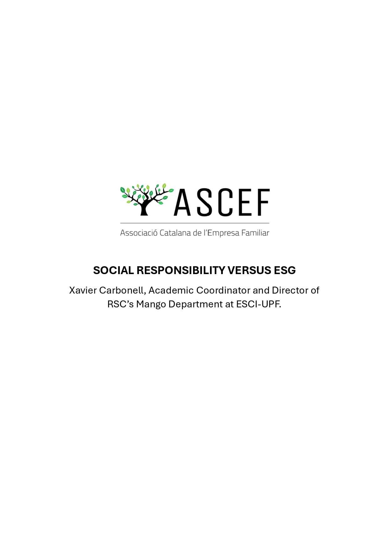 Social Responsability versus ESG